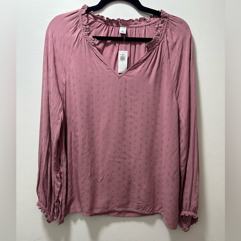 Old Navy Ruffled Split-Neck Textured Dobby Blouse